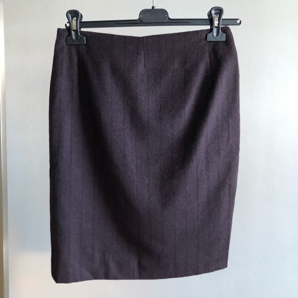 AKRIS Pinstripe Plum Wool Pencil Skirt